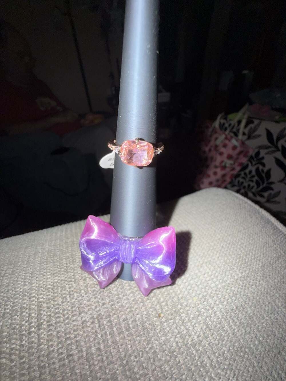 Bomb Party Modern Deco Lab Created Rose Quartz Rose Gold Plated Ring Size 5